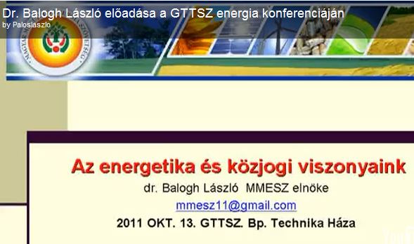 Dr. Balogh László előadása a GTTSZ energia konferenciáján