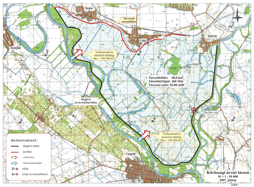 2008-09-CsongrádiVízlépcső-döntéselőkészítő-tanulmány[2]Köröszugi-árvízi-tározó-térkép